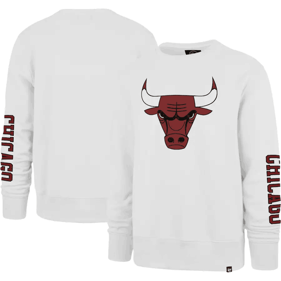 Men's Chicago Bulls '47 White 2022/23 City Edition Two-Peat Headline Pullover Sweatshirt